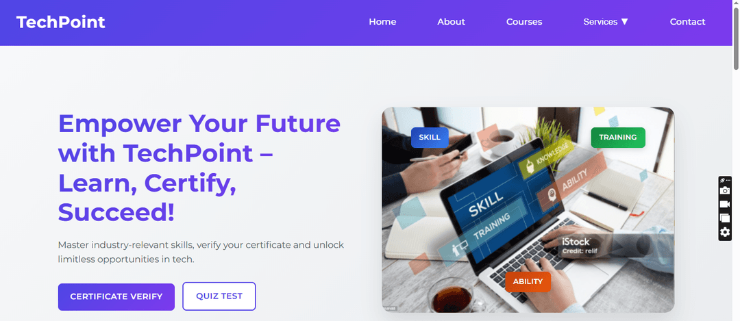 TechPoint dashboard showing educational features