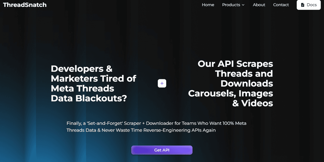 Threadsnatch API interface screenshot